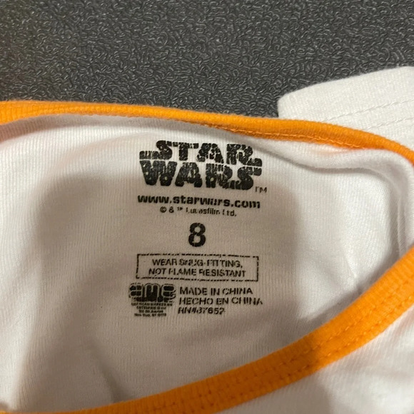 Star Wars Baby Yoda Girl's Glow Halloween Pajama shirt size 8 - Picture 3 of 4